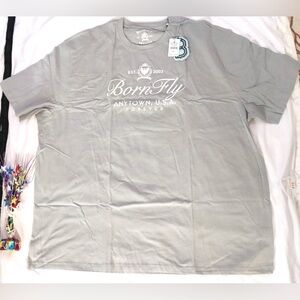 Born Fly Light Gray Men's Short Sleeve Tee NWT MSRP $52 6XL